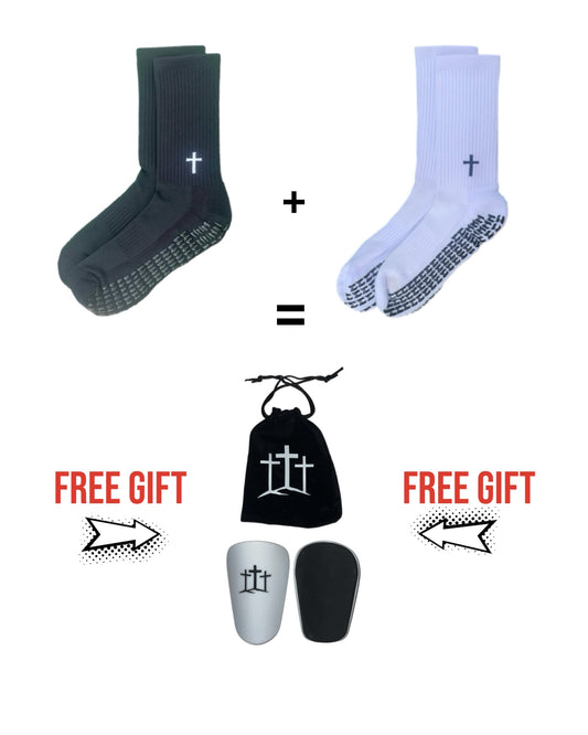 Black and White Grip Socks Bundle + Free Gift