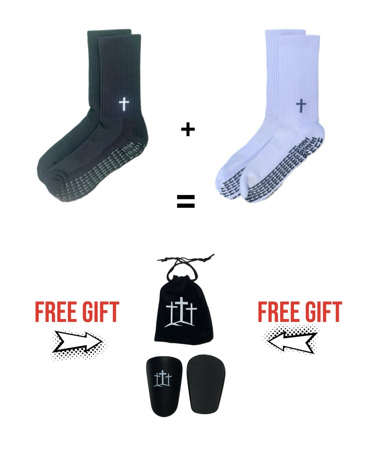 Black and White Grip Socks Bundle + Free Gift