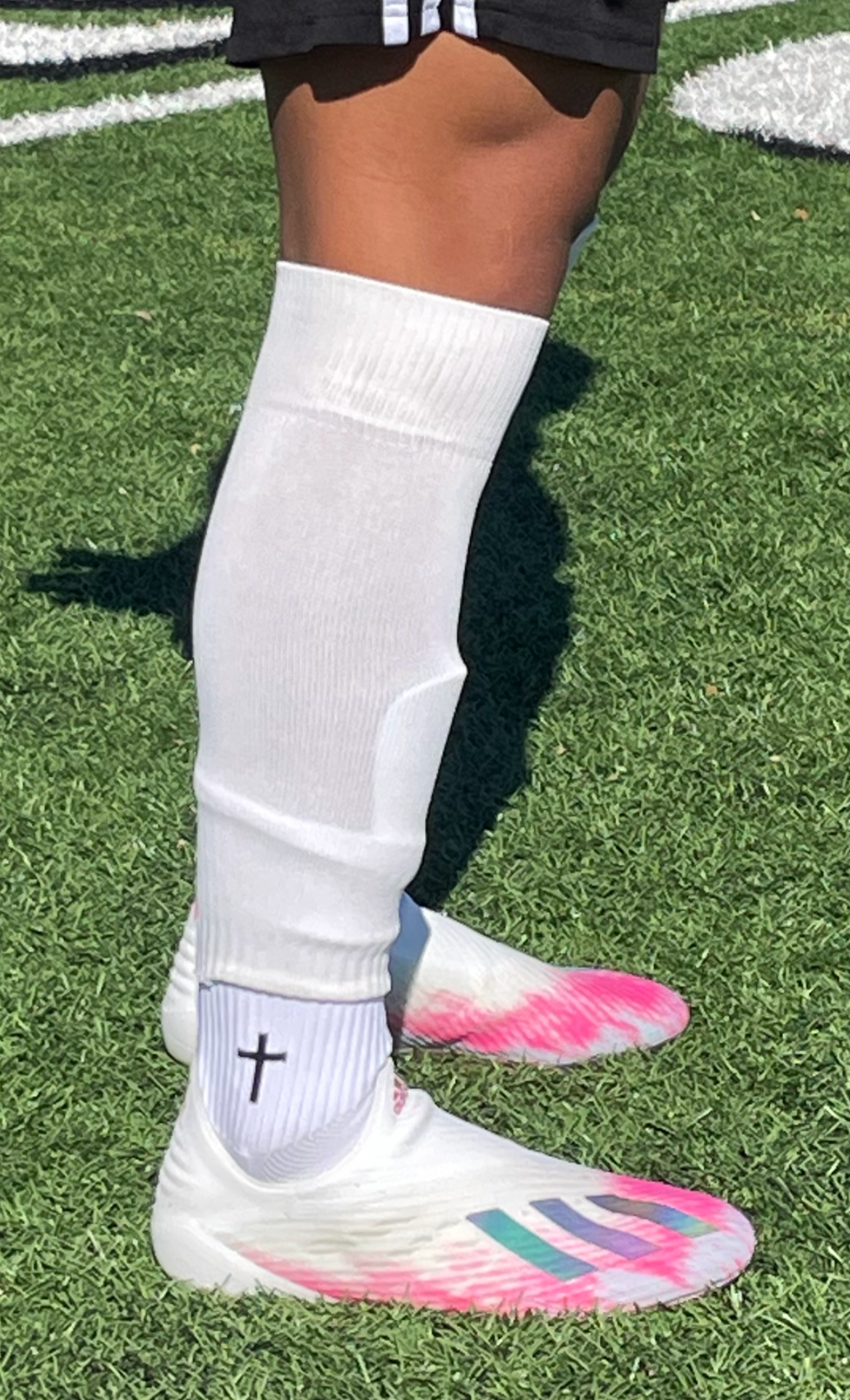 White Anti-Slip Grip Socks "Cross"