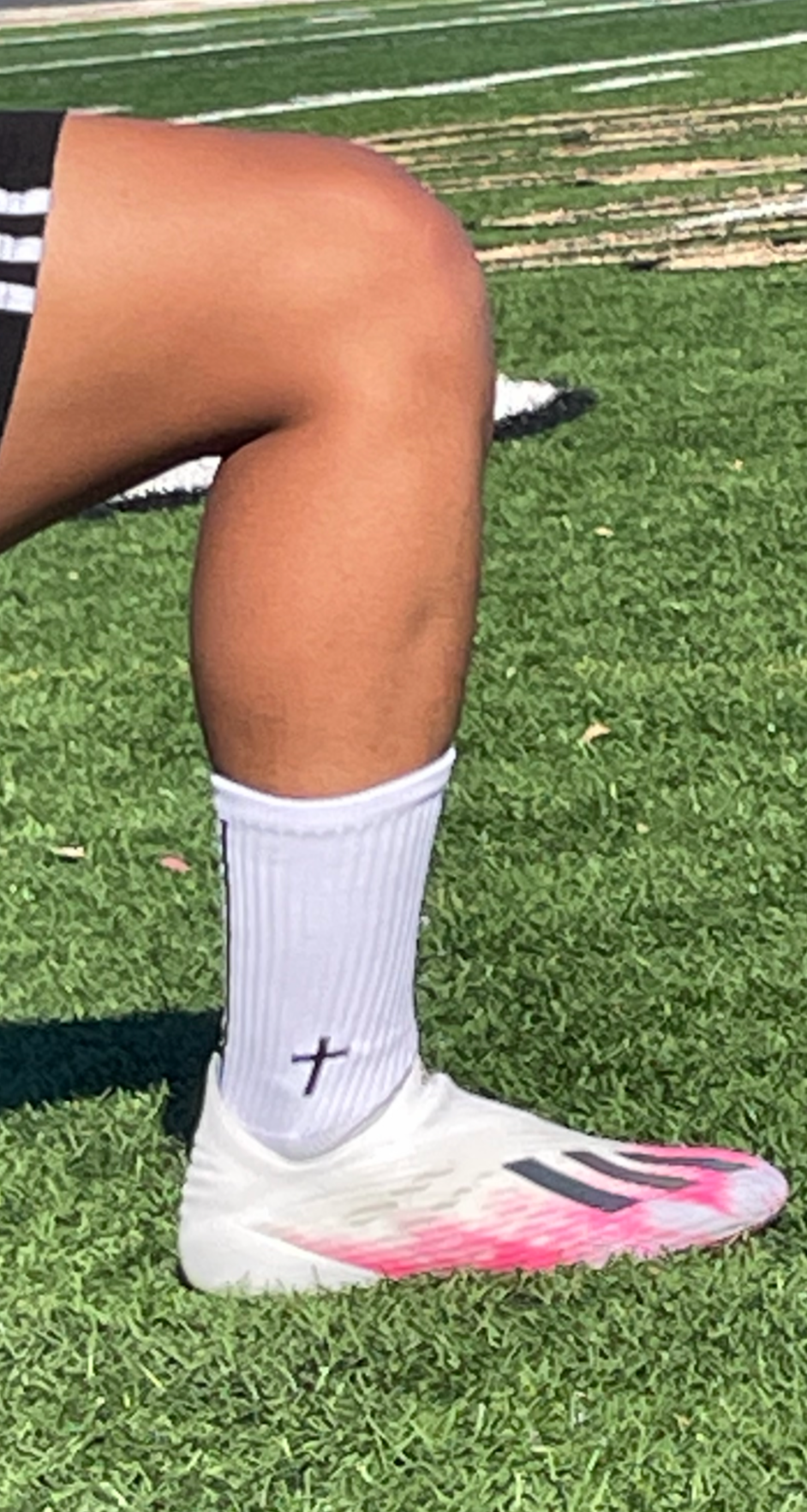 White Anti-Slip Grip Socks "Cross"