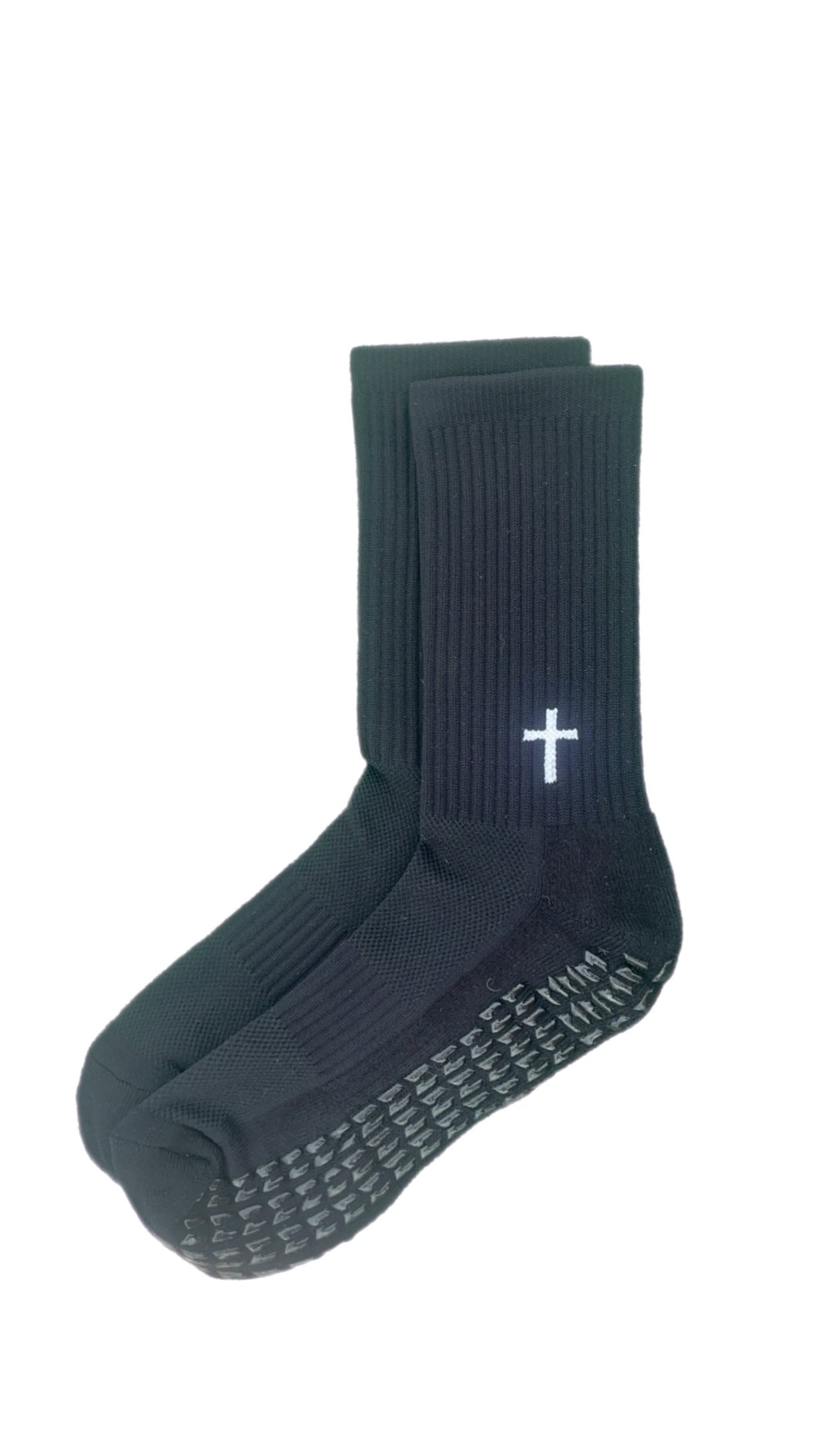 Black Anti-Slip Grip Socks "Cross"